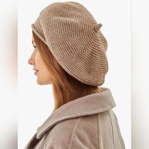 Elegant Brown Knit Beret for Women
